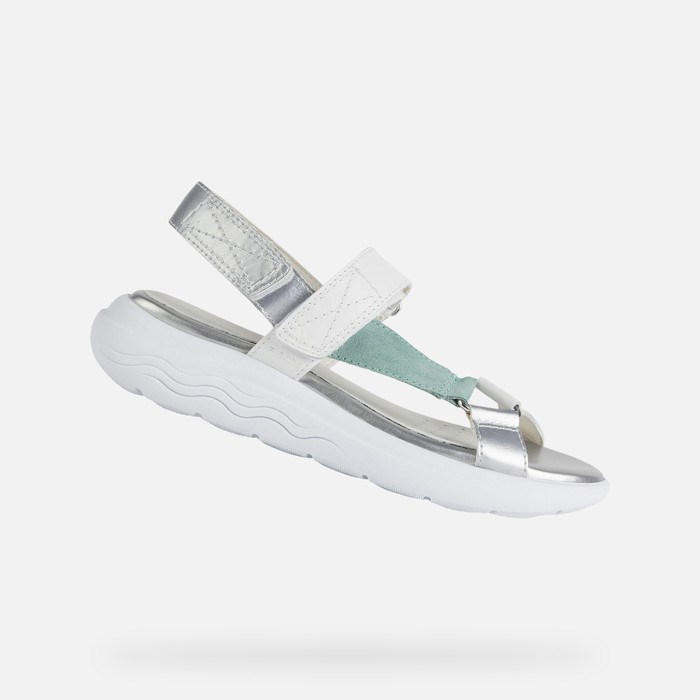 Geox Spherica Ec5w Sandaler Dame Hvide Mintgrønne | 32057-MQIZ