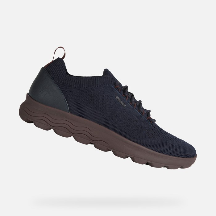 Geox Spherica Sneakers Herre Mørkeblå Mørkerød | 79240-UYMW