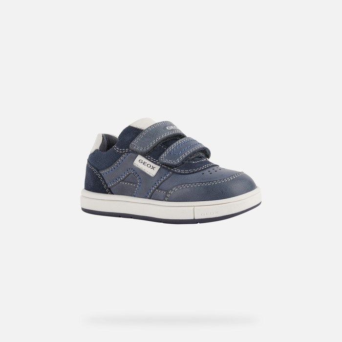 Geox Trottola Sneakers Baby Mørkeblå Hvide | 61572-AOWK