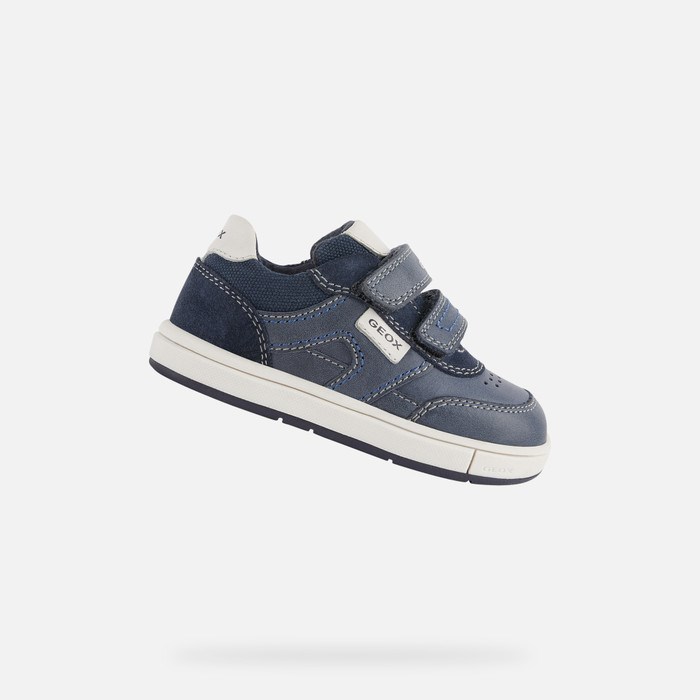 Geox Trottola Sneakers Baby Mørkeblå Hvide | 61572-AOWK