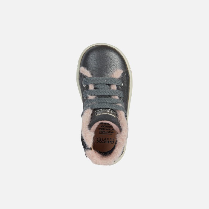 Geox Trottola Sneakers Baby Mørkegrå Mørkelyserød | 37805-ENJK