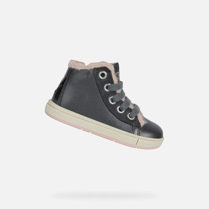 Geox Trottola Sneakers Baby Mørkegrå Mørkelyserød | 37805-ENJK