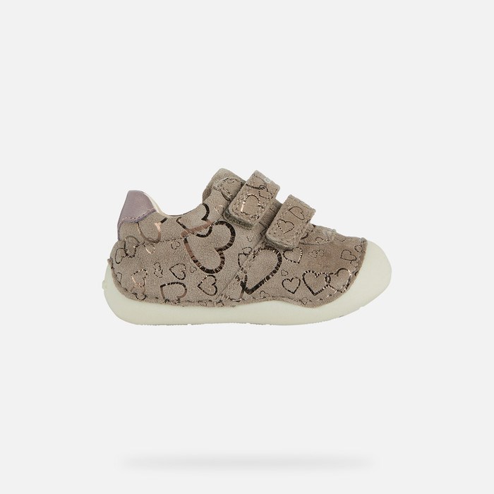 Geox Tutim Sneakers Baby Grå Mørkelyserød | 28076-BPKO