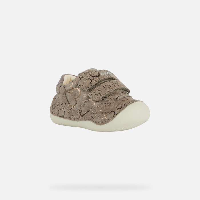 Geox Tutim Sneakers Baby Grå Mørkelyserød | 28076-BPKO