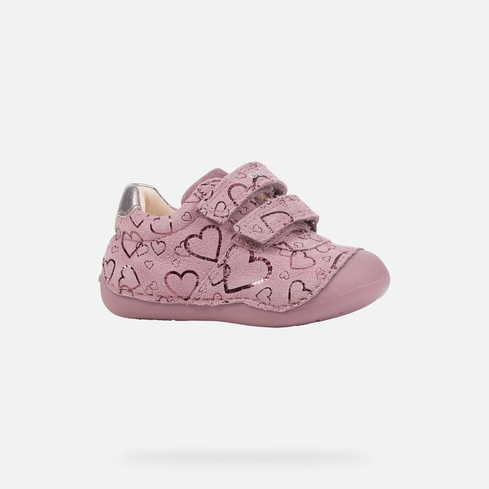 Geox Tutim Sneakers Baby Mørkelyserød Sølv | 47593-ELUA