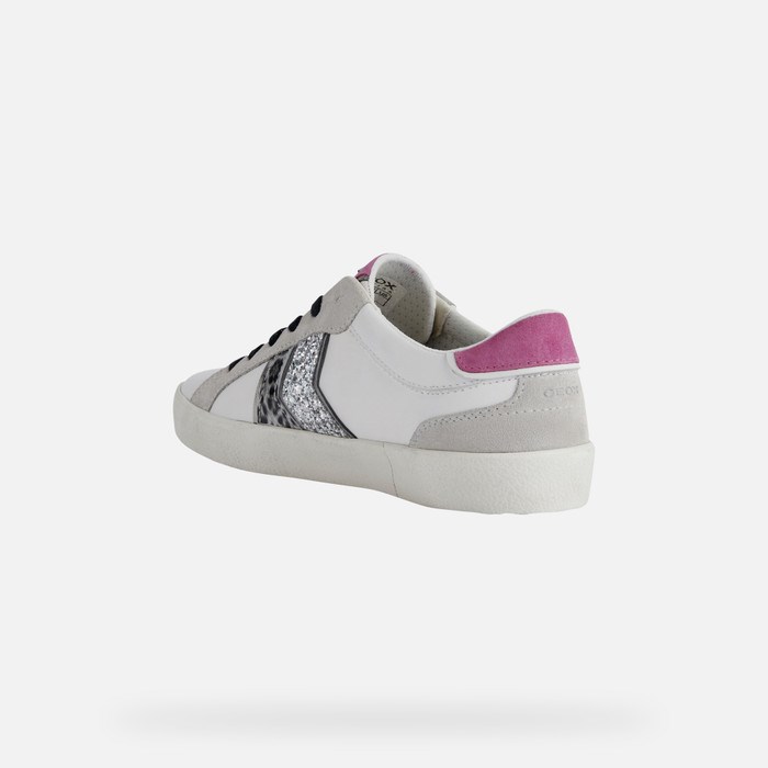 Geox Warley Sneakers Dame Hvide Fuchsia | 96857-WYIH