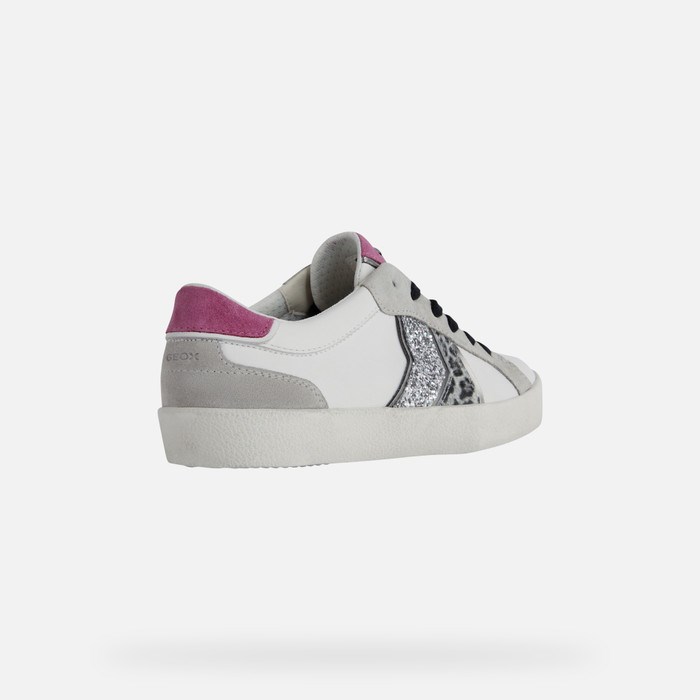 Geox Warley Sneakers Dame Hvide Fuchsia | 96857-WYIH