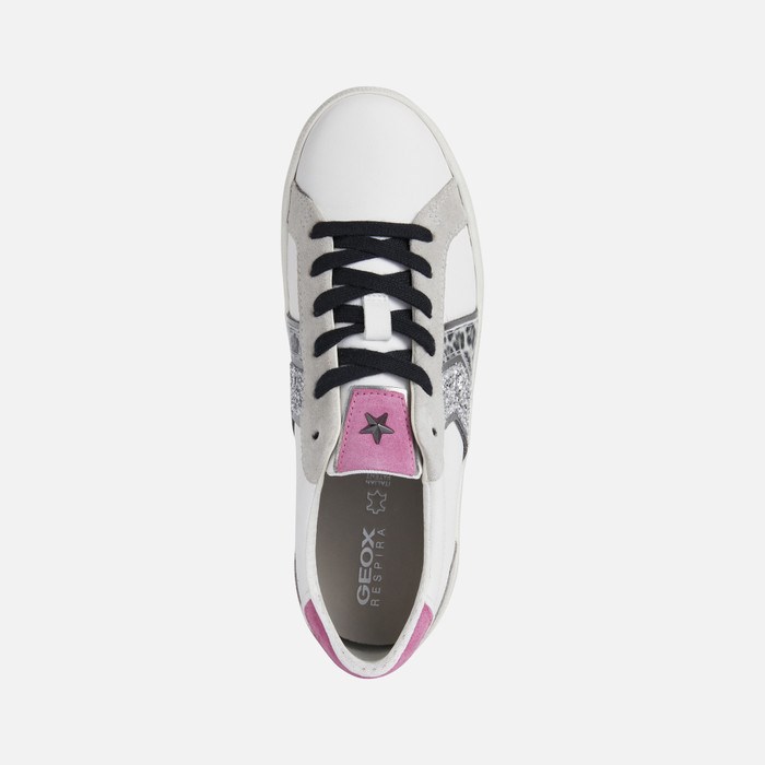 Geox Warley Sneakers Dame Hvide Fuchsia | 96857-WYIH