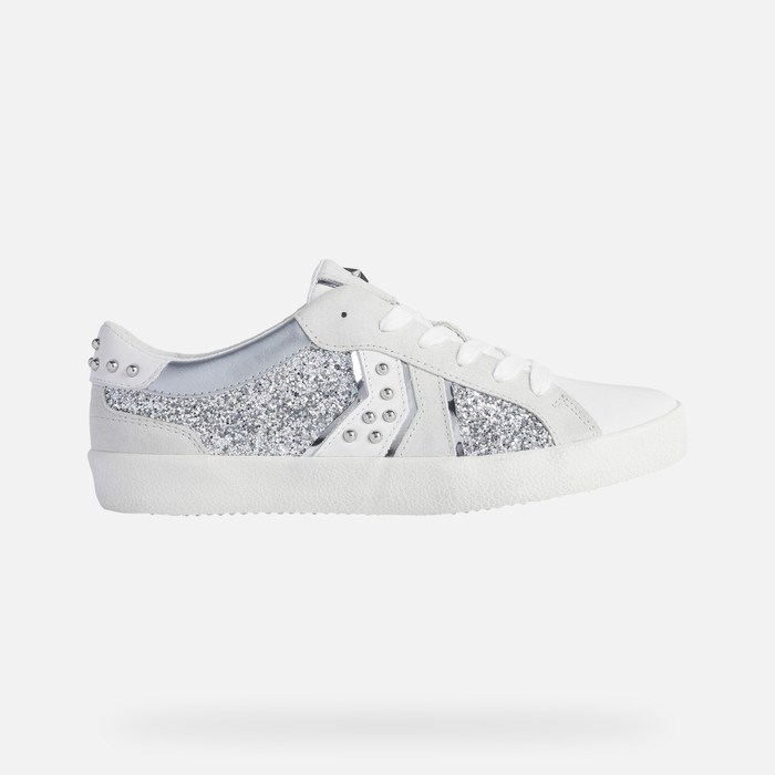 Geox Warley Sneakers Dame Sølv Hvide | 06257-MPEB