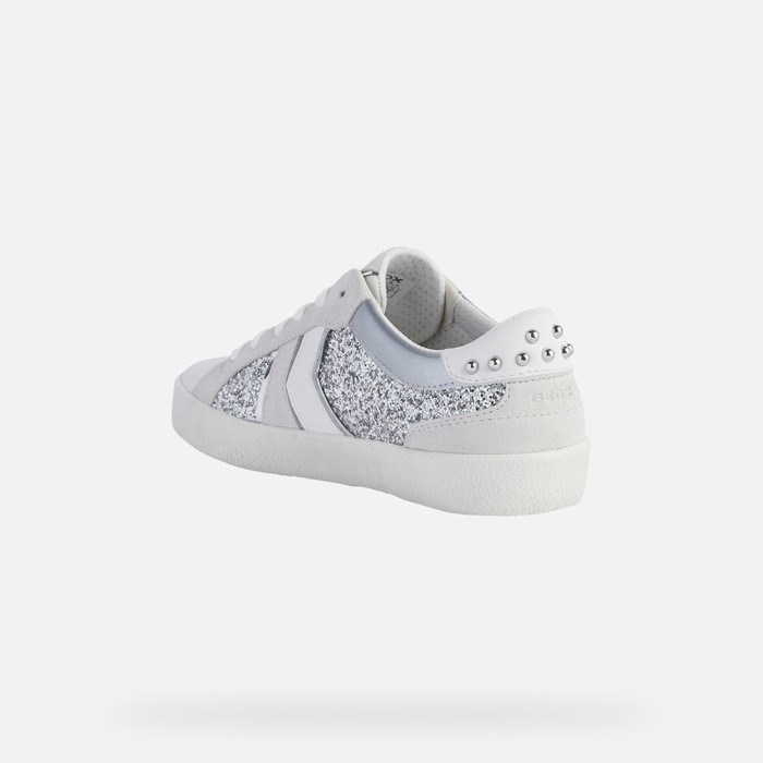 Geox Warley Sneakers Dame Sølv Hvide | 06257-MPEB