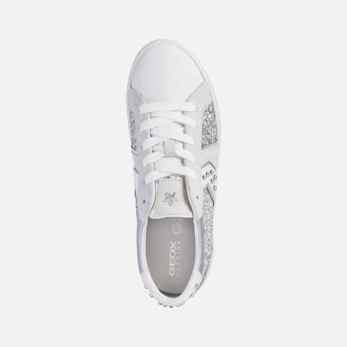 Geox Warley Sneakers Dame Sølv Hvide | 06257-MPEB