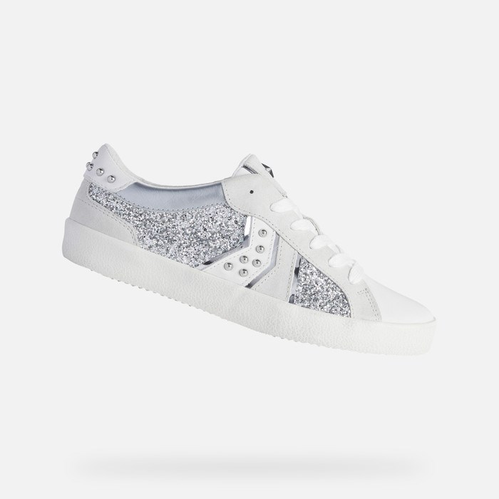 Geox Warley Sneakers Dame Sølv Hvide | 06257-MPEB