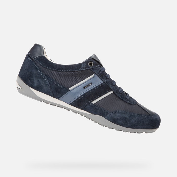 Geox Wells Sneakers Herre Mørkemørkeblå | 95326-VIDF